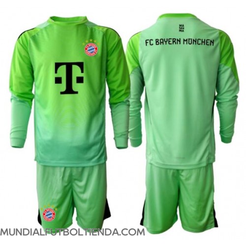 Camiseta Bayern Munich Portero Primera Equipación Replica 2025-26 para niños mangas largas (+ Pantalones cortos)